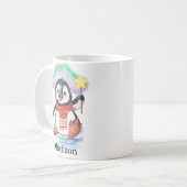かわいいペンギン南極ホットチョコレートの名前 コーヒーマグカップ (正面左)