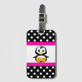 かわいいペンギン及び水玉模様 ラゲッジタグ (正面縦)
