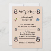 かわいいペンギン名バイリンガル文字スペインの-Eng 招待状 (正面)