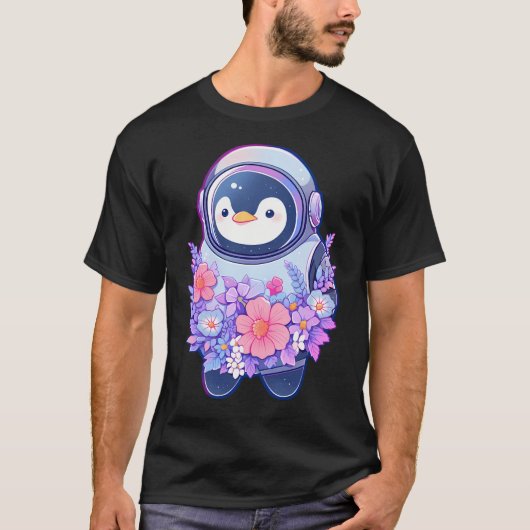 かわいいペンギン宇宙飛行士 Tシャツ (正面)