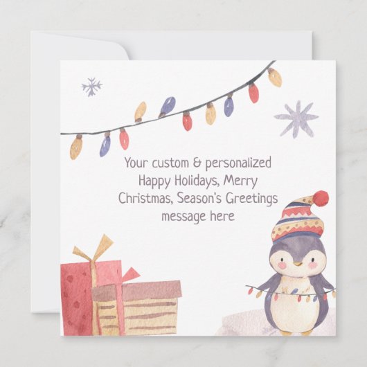 かわいいペンギン家族のクリスマスホリデーカード (裏面)