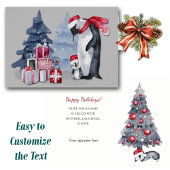 かわいいペンギン家族クリスマスカード