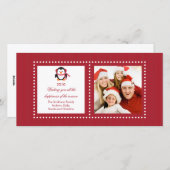 かわいいペンギン家族クリスマスフォトカード シーズンカード (正面/裏面)