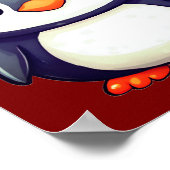 かわいいペンギン居心地の良いサンタハットを着てクリスマス! ポスター (角)