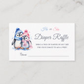 かわいいペンギン性別リビールゲームおむつラッフルカード エンクロージャーカード (正面)