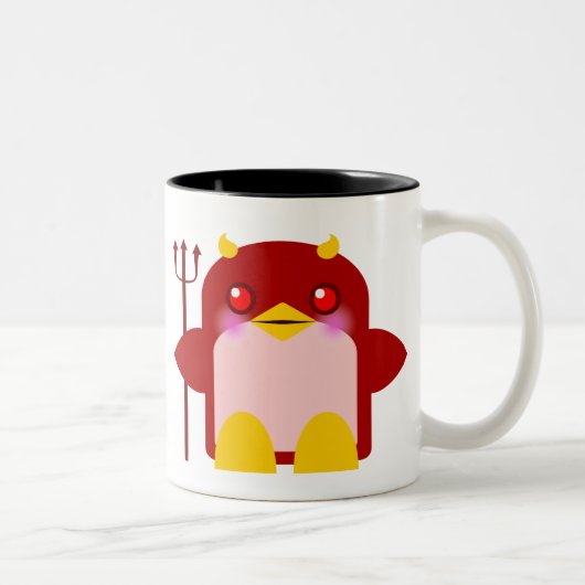 かわいいペンギン悪魔ハロウィン ツートーンマグカップ (右)
