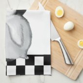 かわいいペンギン愛好家を追加文字 キッチンタオル (四つ折り)