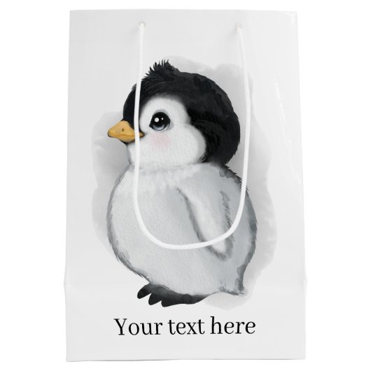 かわいいペンギン愛好家パーティー ミディアムペーパーバッグ (裏面)