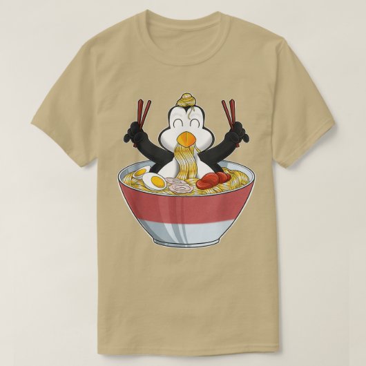 かわいいペンギン日本のラーメンI Otaku Anim Tシャツ (デザイン正面)