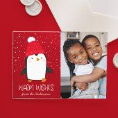 かわいいペンギン暖かい願い写真ホリデー アクリル招待状