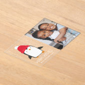 かわいいペンギン暖かい願い写真ホリデー アクリル招待状 (レイダウン)