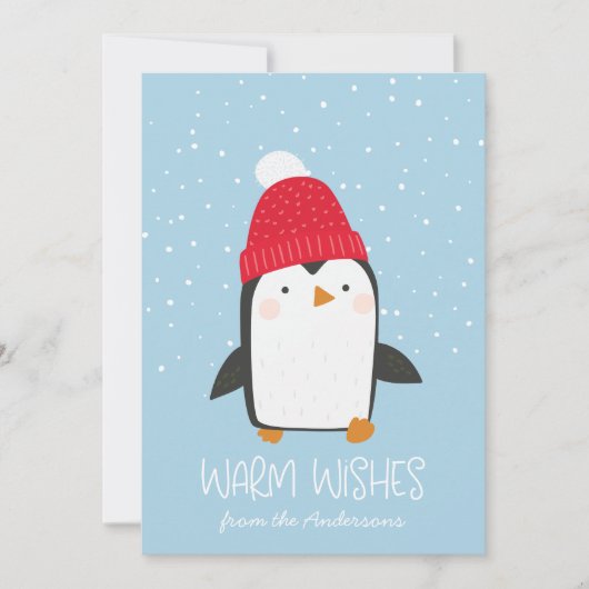 かわいいペンギン暖かい願い非写真 シーズンカード (正面)