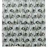 かわいいペンギン柄の白黒 シャワーカーテン (正面)