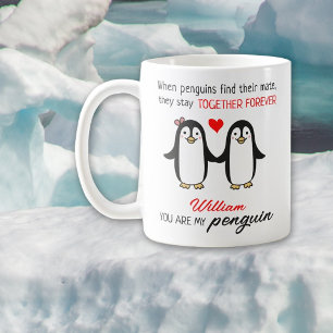 かわいいペンギン永遠に一緒にバレンタインデー コーヒーマグカップ