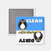 かわいいペンギン清潔/汚い食洗機磁石 マグネット (正面/裏面)