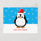 かわいいペンギン漫画の雪のフレークカスタムクリスマス シーズンポストカード (正面)