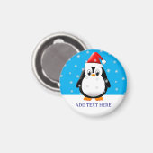 かわいいペンギン漫画の雪のフレークカスタムクリスマス マグネット (正面/裏面)