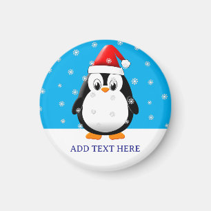 かわいいペンギン漫画の雪のフレークカスタムクリスマス マグネット