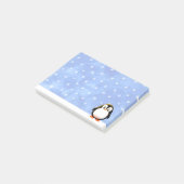 かわいいペンギン漫画の雪のフレーク水の色カスタム ポストイット (アングル)