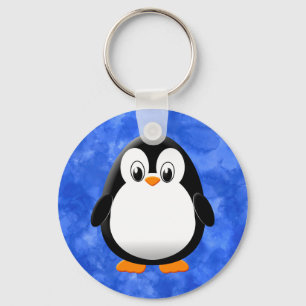 かわいいペンギン漫画の青い水色 キーホルダー