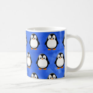 かわいいペンギン漫画の青い水色 コーヒーマグカップ