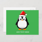 かわいいペンギン漫画カスタムクリスマス ポストカード (正面/裏面)