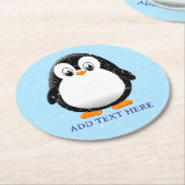 かわいいペンギン漫画カスタム冬 ラウンドペーパーコースター (アングル)