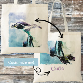 かわいいペンギン白黒の水色の子供たち トートバッグ