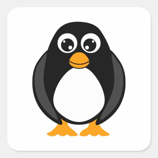 かわいいペンギン白黒 スクエアシール (正面)
