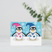 かわいいペンギン葉書き2 ポストカード (スタンド正面)