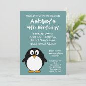かわいいペンギン誕生日パーティーの招待 招待状 (スタンド正面)