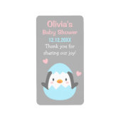 かわいいペンギン赤ちゃんシャワーありがとうラベル ラベル (正面)