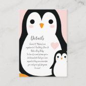 かわいいペンギン赤ちゃんシャワーピンクの少女 エンクロージャーカード (正面)