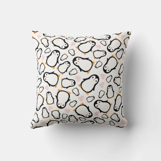 かわいいペンギン赤ちゃんシャワーピンクの少女 クッション (裏面)