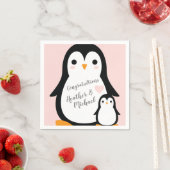 かわいいペンギン赤ちゃんシャワーピンクの少女 スタンダードカクテルナプキン (インサイチュ)