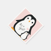 かわいいペンギン赤ちゃんシャワーピンクの少女 スタンダードカクテルナプキン (角)