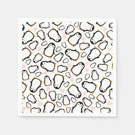 かわいいペンギン赤ちゃんシャワーピンクの少女 スタンダードカクテルナプキン (正面)