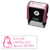 かわいいペンギン赤ちゃんシャワーピンクの少女 セルフインキングスタンプ (インサイチュ)