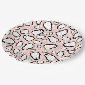 かわいいペンギン赤ちゃんシャワーピンクの少女 ペーパープレート (アングル)