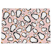 かわいいペンギン赤ちゃんシャワーピンクの少女 ラージペーパーバッグ (正面)