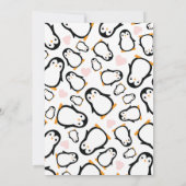 かわいいペンギン赤ちゃんシャワーピンクの少女 招待状 (裏面)