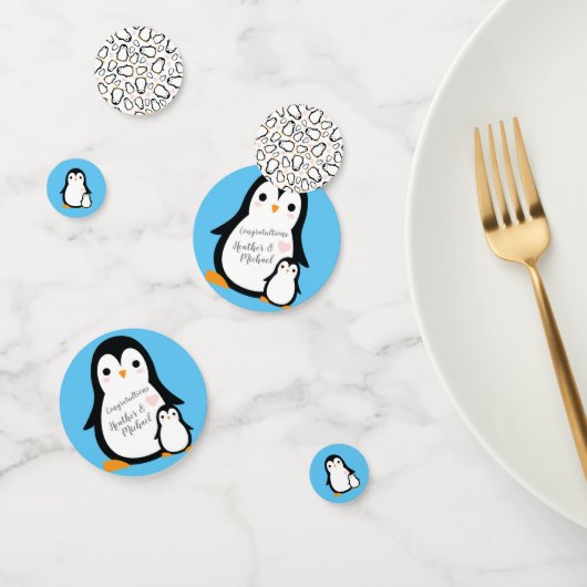 かわいいペンギン赤ちゃんシャワーブルーボーイ コンフェッティ (グループ)