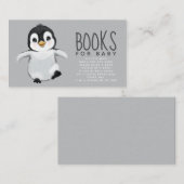 かわいいペンギン赤ちゃんシャワーベビー収納用ブック エンクロージャーカード (正面/裏面)