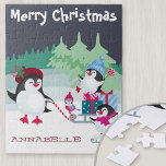 かわいいペンギン雪のシーン – メリークリスマスキッズ ジグソーパズル<br><div class="desc">ジグソーパーソナライズされたパズル子供へと可愛いペンギン雪のシーン。テンプレートは雪の中に子供の名前を追加する準備ができて、あなたが望むメリークリスマスを編集するこもしともできる。デザインは森の中を幸せなペンギンの歩くの家族を備え、休日の贈り物でいっぱいのソリを引っ張る。愛らしいデザインと男の子や女の子に合ったカラーパレット。私たちの店を参照して調整アイテム。</div>