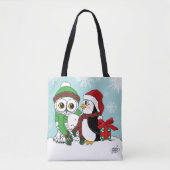 かわいいペンギン雪フクロウの友情 トートバッグ (正面)