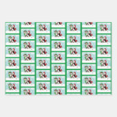 かわいいペンギン雪フクロウの友情 ラッピングペーパーシート (正面3)