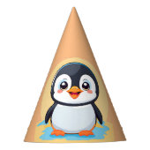 かわいいペンギン顔サファリ動物園の氷の誕生日パーティー パーティーハット (正面)