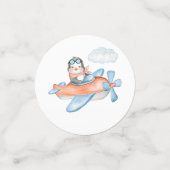 かわいいペンギン飛行機パーソナライズされた紙吹雪 コンフェッティ (スモール正面)