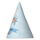 かわいいペンギン飛行機ブルー1歳の誕生日 パーティーハット (右)