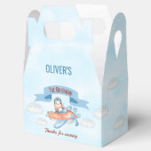 かわいいペンギン飛行機ブルー1歳の誕生日 フェイバーボックス (オープン)